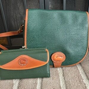 Dooney & Bourke Green and Tan Crossbody Bag